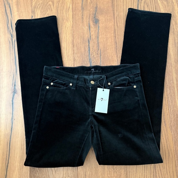 7FAM Black Velvet Low-Rise Jeans - Picture 1 of 3